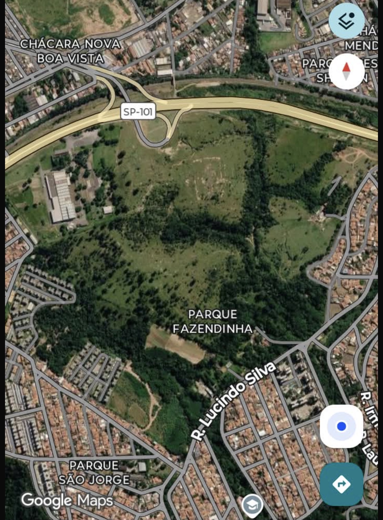 Localização do Reserva Taraz na região do Parque Fazendinha Campinas
